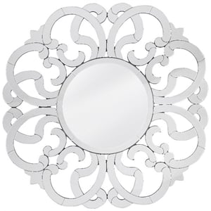 Pemberly Row Contemporary Glam Scrolling Clear Glass Wall Mirror