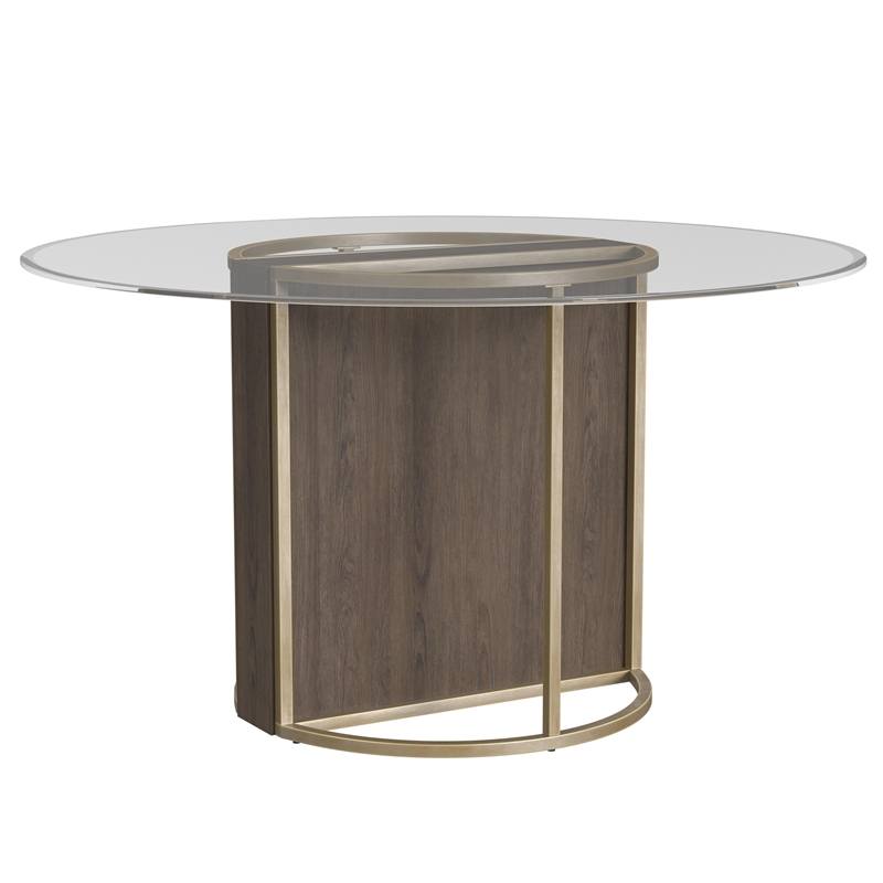 Pemberly Row Mid-Century Mindi Veneer Dining Table in Chalk Grey