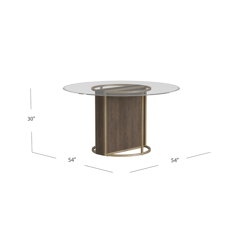 Pemberly Row Mid-Century Mindi Veneer Dining Table in Chalk Grey