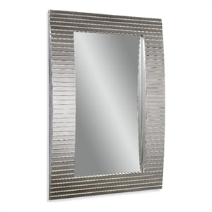 Pemberly Row Modern Curved Beveled Strip Wall Mirror in Silver