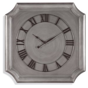 Pemberly Row Clipped Corner Wood Wall Clock in Antique Pewter