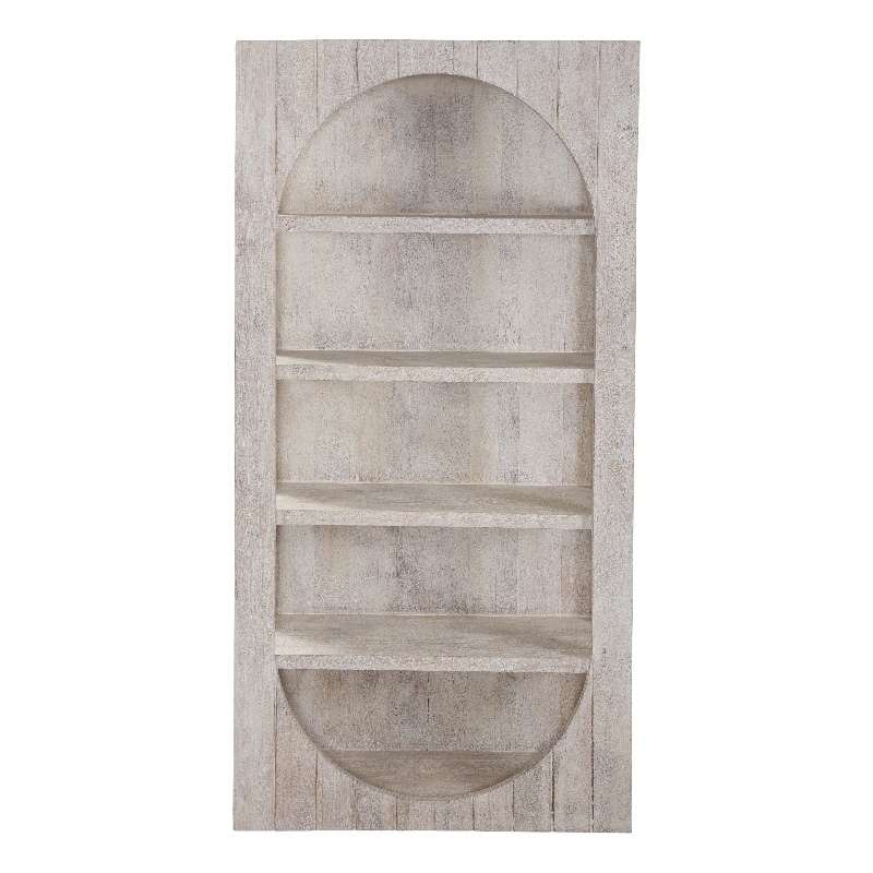 Pemberly Row Coastal Mango Wood Etagere Bookcase in White Wash