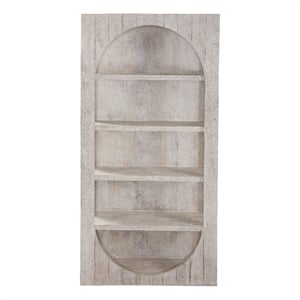 Pemberly Row Coastal Mango Wood Etagere Bookcase in White Wash