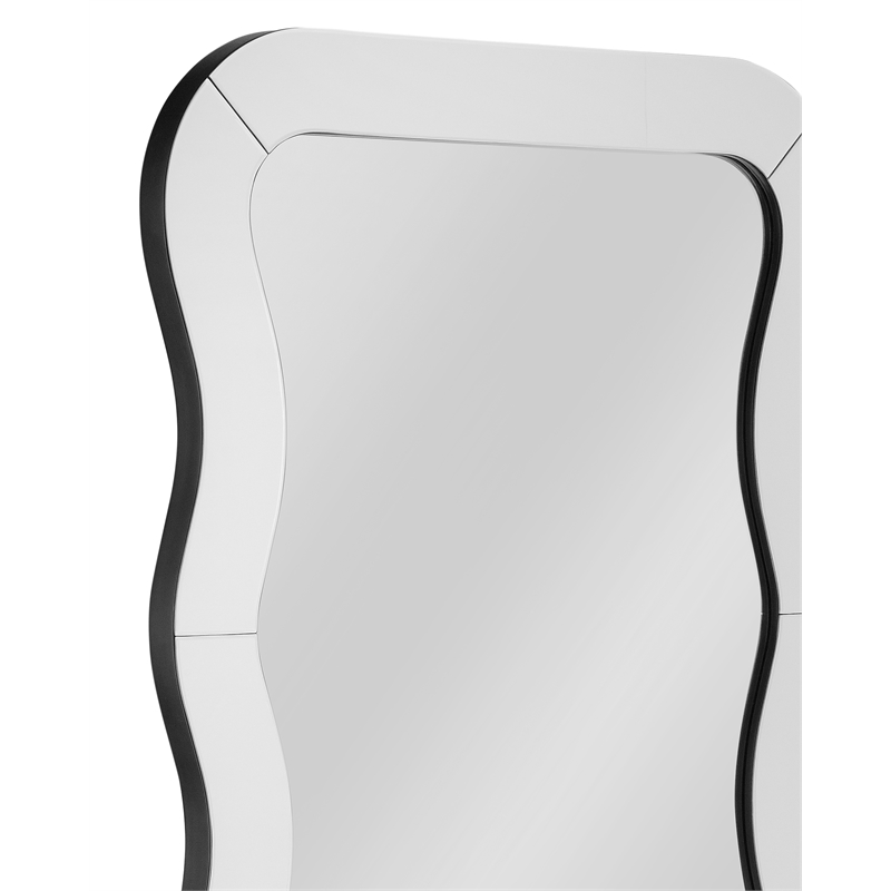 Pemberly Row Contemporary Floor Mirror with Wavy Detailed Frame