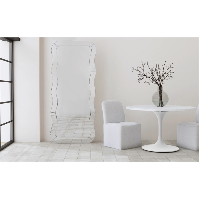 Pemberly Row Contemporary Floor Mirror with Wavy Detailed Frame