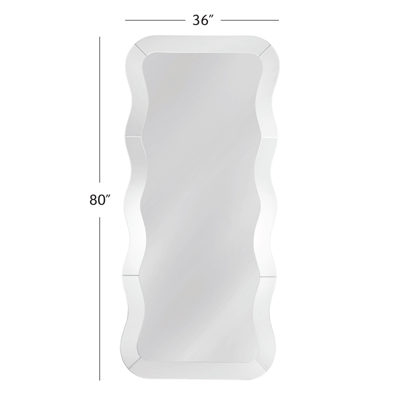 Pemberly Row Contemporary Floor Mirror with Wavy Detailed Frame