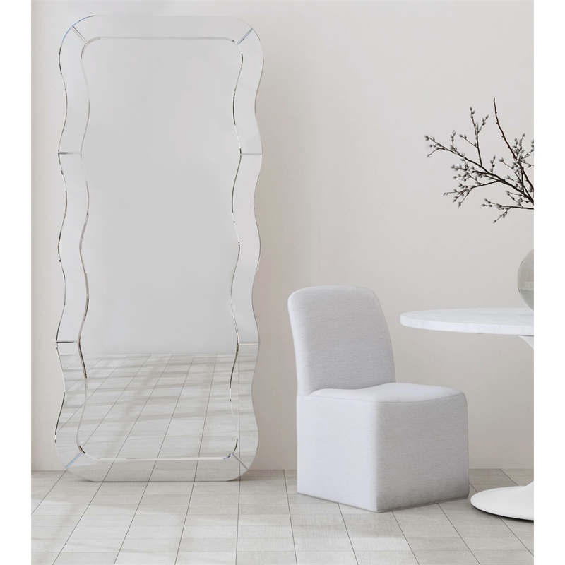 Pemberly Row Contemporary Floor Mirror with Wavy Detailed Frame