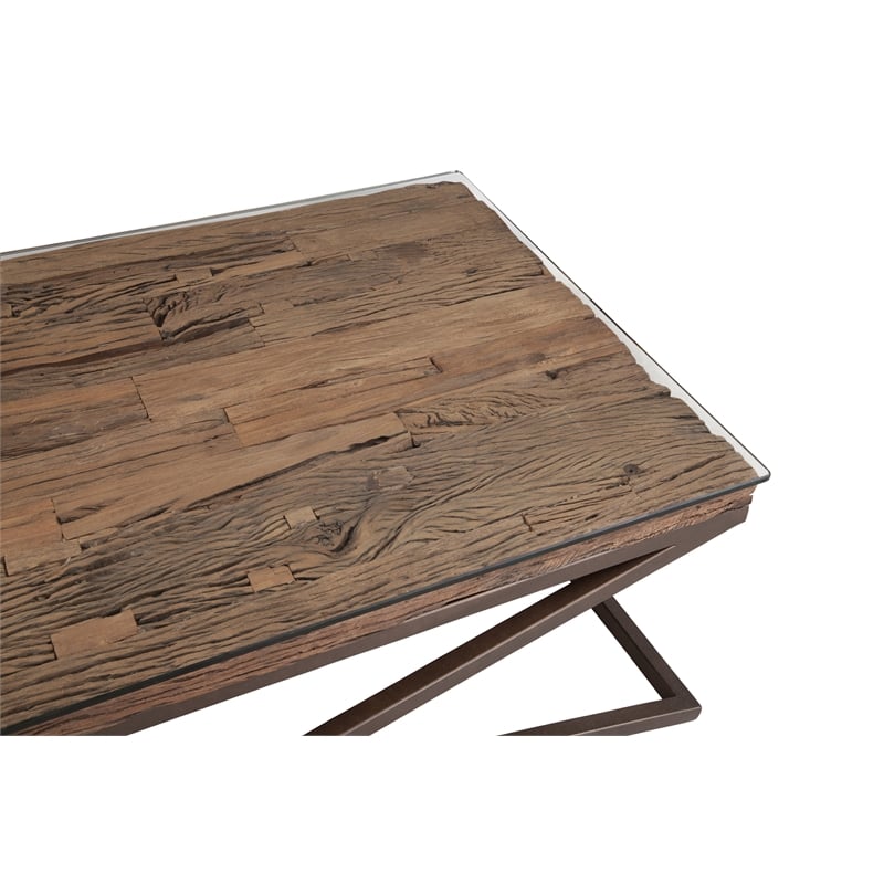 Pemberly Row Reclaimed Wood and Metal Coffee Table in Bronze