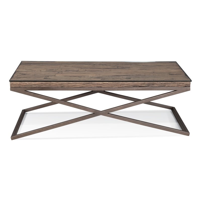 Pemberly Row Reclaimed Wood and Metal Coffee Table in Bronze