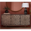 Pemberly Row Boho 3-Door Mango Wood Server in Natural Sandblasted