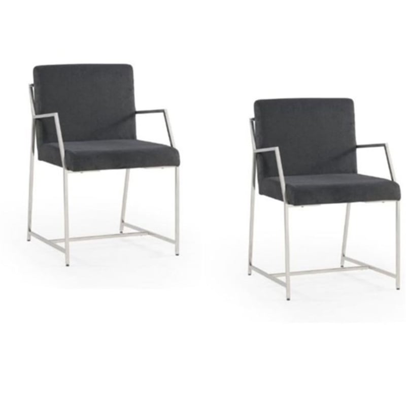 Pemberly Row Contemporary Stainless Steel Dining Chair Set of 2