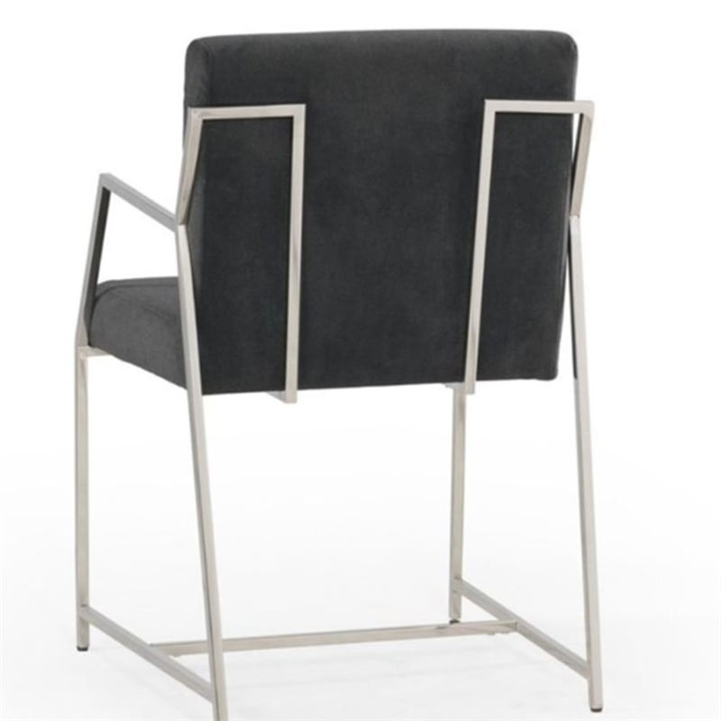 Pemberly Row Contemporary Stainless Steel Dining Chair Set of 2