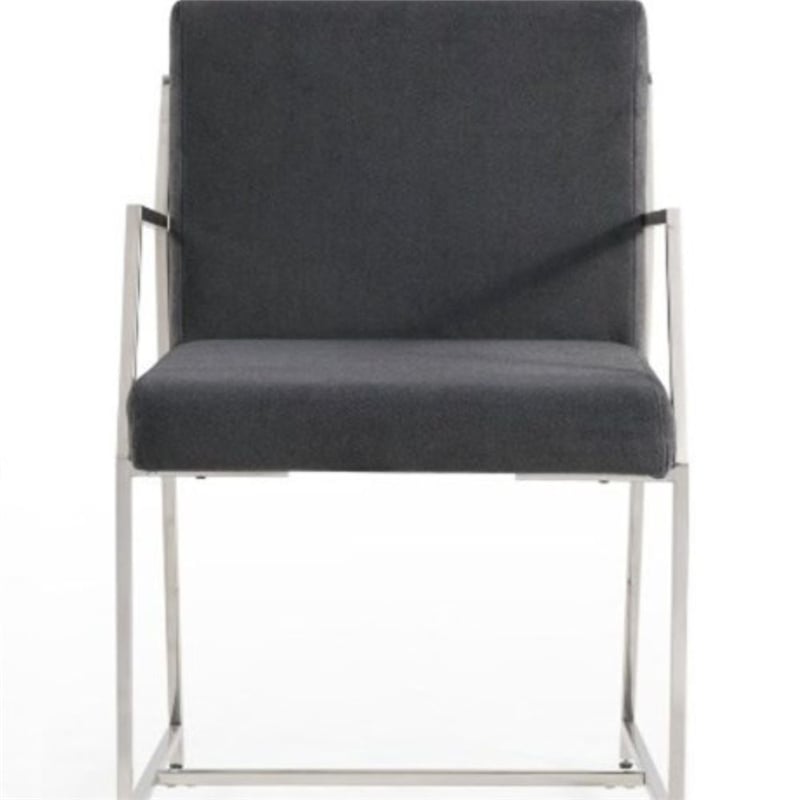 Pemberly Row Contemporary Stainless Steel Dining Chair Set of 2