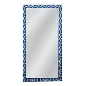 Pemberly Row Contemporary Blue and Ivory Bone Inlay Floor Mirror