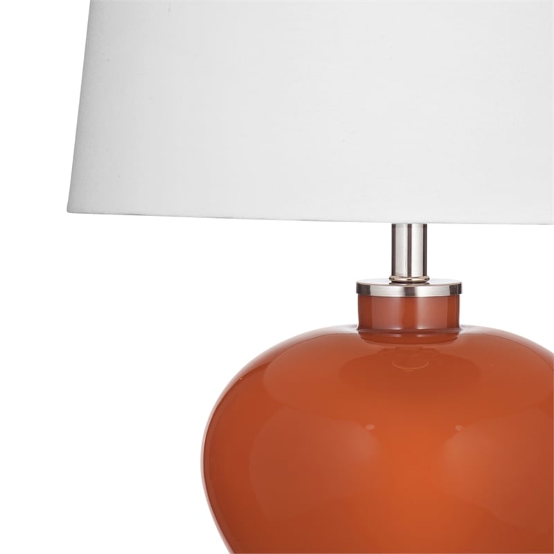 Pemberly Row Modern Hand Crafted Ceramic Table Lamp in Orange