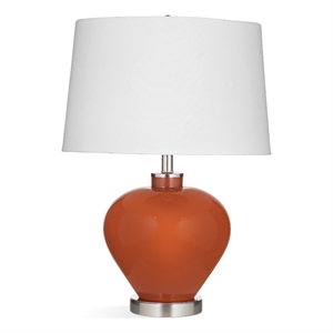 Pemberly Row Modern Hand Crafted Ceramic Table Lamp in Orange