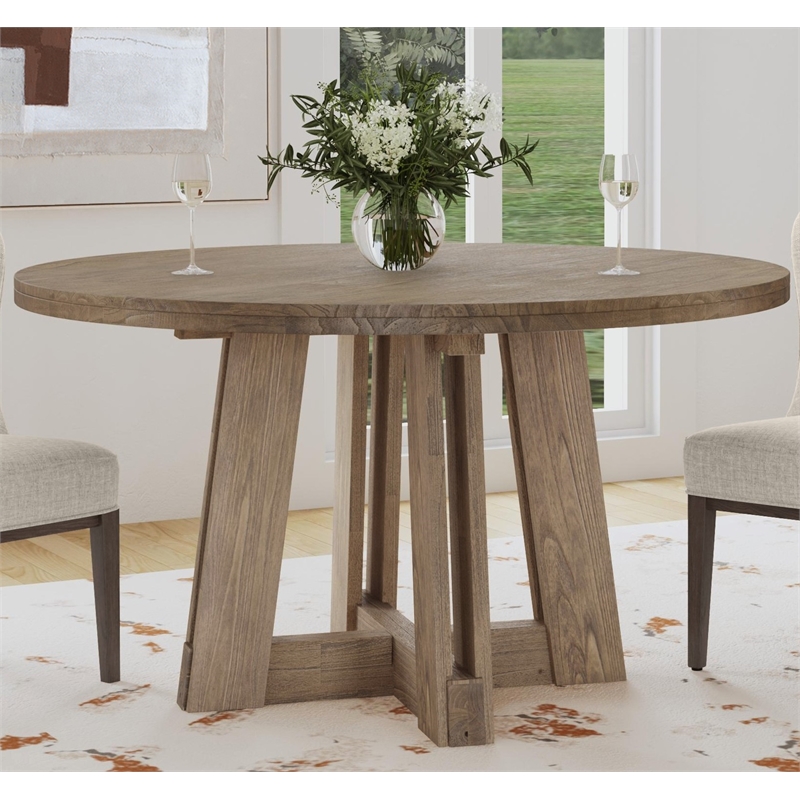 Pemberly Row Modern Rustic Mindi Wood Dining Table in Natural