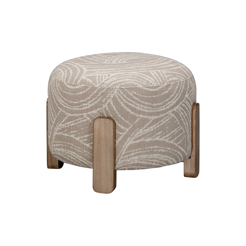 Pemberly Row Upholstered Accent Ottoman in Khaki Natural Mango