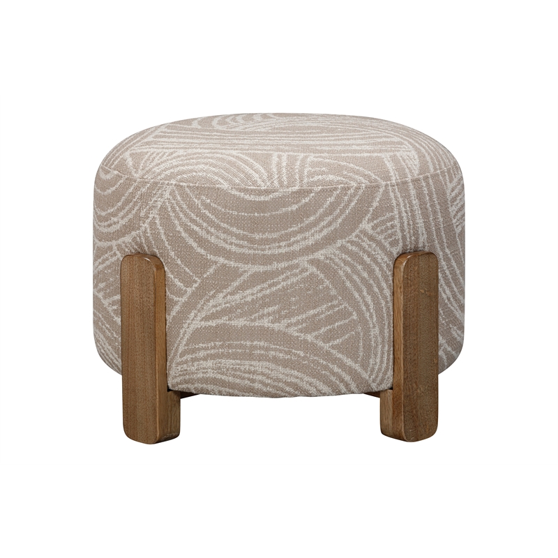 Pemberly Row Upholstered Accent Ottoman in Khaki Natural Mango