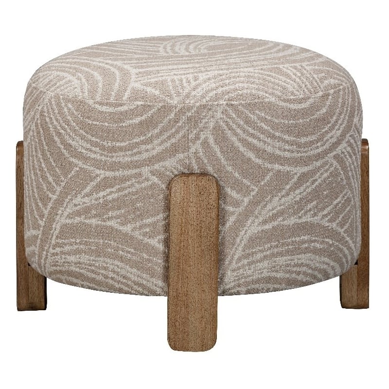 Pemberly Row Upholstered Accent Ottoman in Khaki Natural Mango