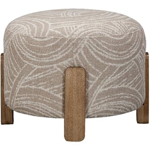 Pemberly Row Upholstered Accent Ottoman in Khaki Natural Mango
