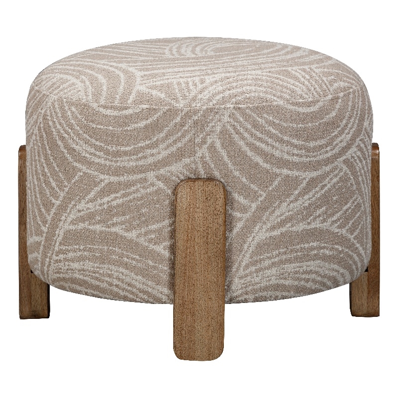 Pemberly Row Upholstered Accent Ottoman in Khaki Natural Mango