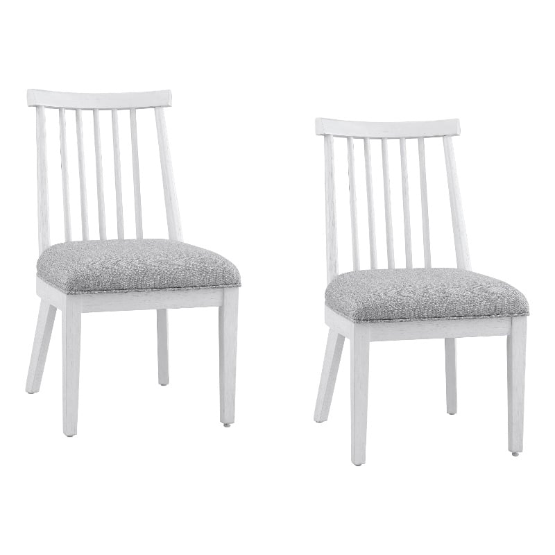 Pemberly Row Coastal Spindle Back Dining Chair Set of 2 in White