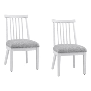 Pemberly Row Coastal Spindle Back Dining Chair Set of 2 in White