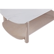 Pemberly Row Modern Coastal White Marble Coffee Table in White Oak