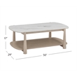 Pemberly Row Modern Coastal White Marble Coffee Table in White Oak