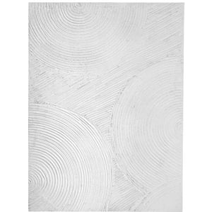 Pemberly Row Modern Textured Circle Pattern Wall Art in White
