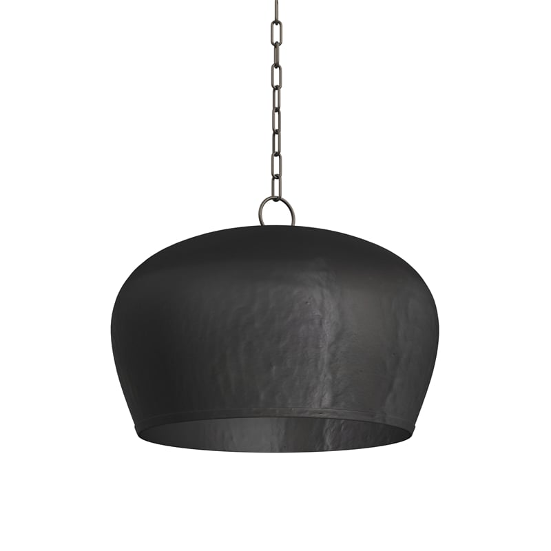 Pemberly Row Modern Hammered Iron Pendant in Dark Bronze with Gold