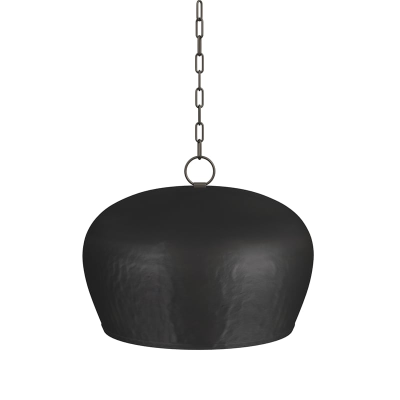 Pemberly Row Modern Hammered Iron Pendant in Dark Bronze with Gold