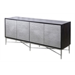 Pemberly Row Modern Mango Wood and Aluminum Server in Ebony Nickel