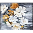 Pemberly Row Modern Floral Hand Painted Canvas in Black Frame