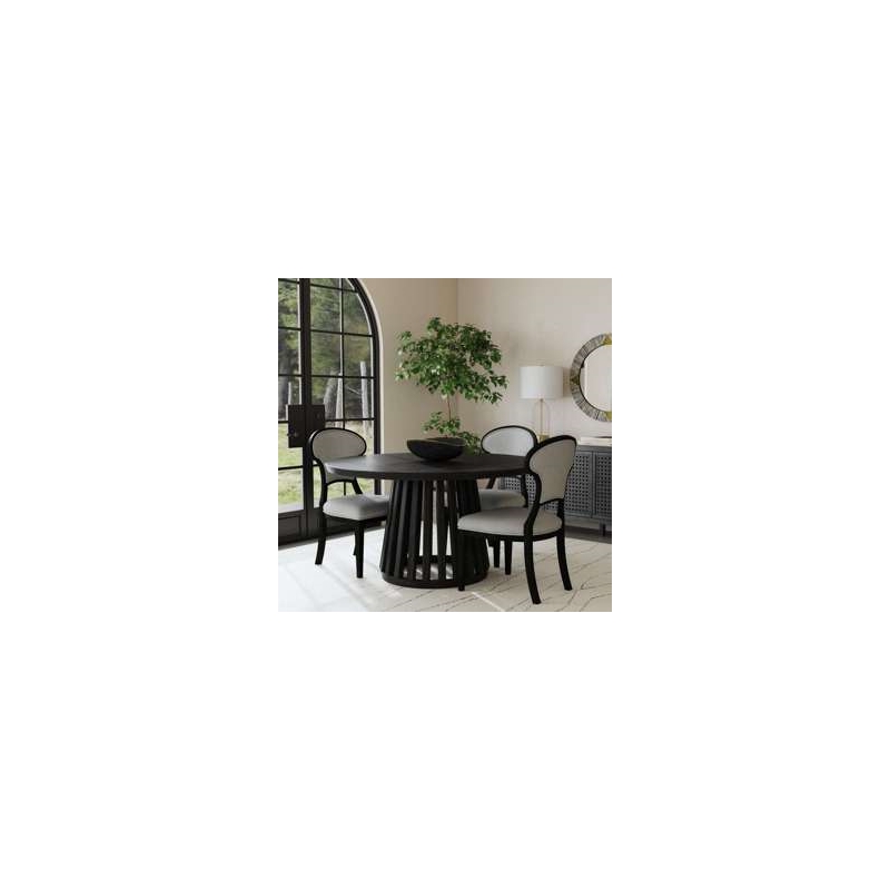 Pemberly Row Modern Curved Back Dining Chair in Black Oak Veneer