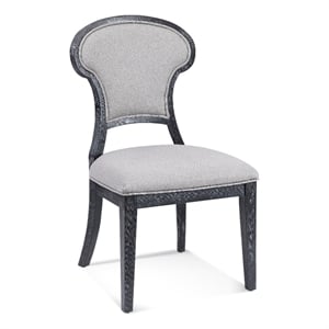 Pemberly Row Modern Curved Back Dining Chair in Black Oak Veneer