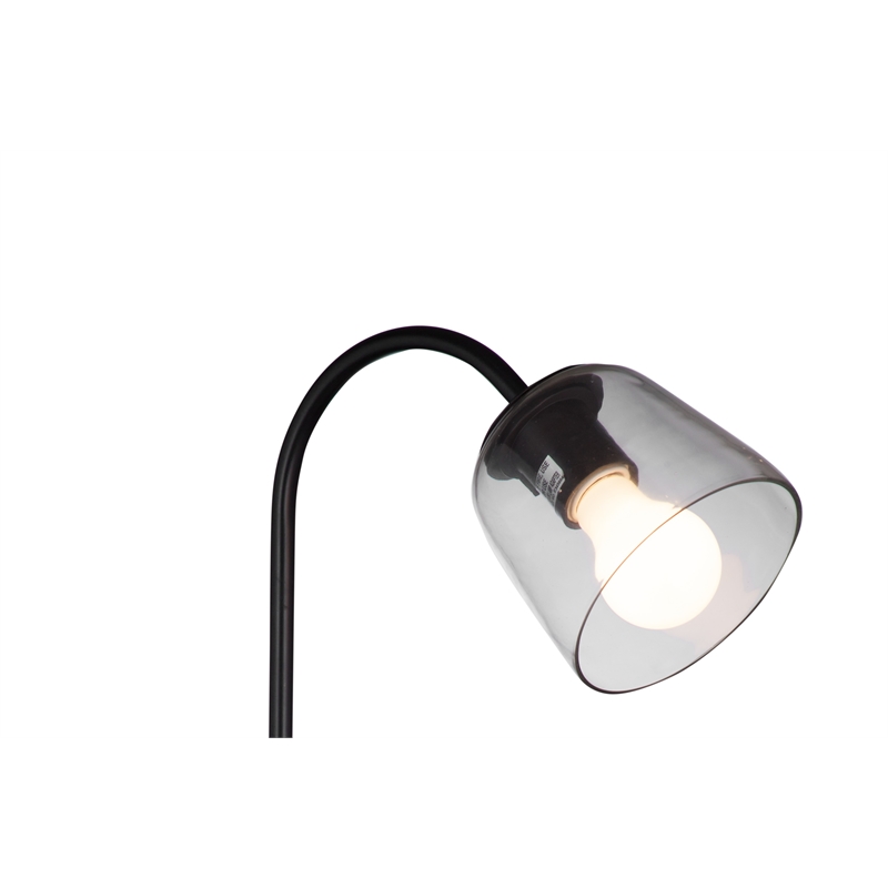 Pemberly Row Hand Crafted Iron and Glass Desk Lamp in Bronze
