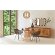 Pemberly Row Coastal Rattan Arm Chair in Medium Brown and Black