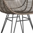Pemberly Row Coastal Rattan Arm Chair in Medium Brown and Black