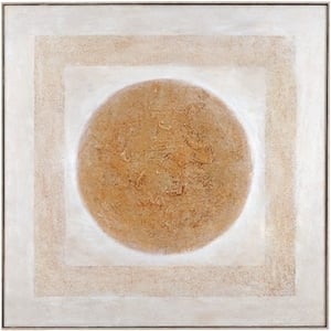 Pemberly Row Modern Hand Painted Canvas in Natural Wood Frame