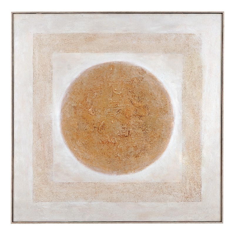 Pemberly Row Modern Hand Painted Canvas in Natural Wood Frame
