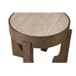 Pemberly Row Rustic Modern End Table with Travertine Stone Top