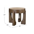 Pemberly Row Rustic Modern End Table with Travertine Stone Top