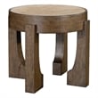 Pemberly Row Rustic Modern End Table with Travertine Stone Top