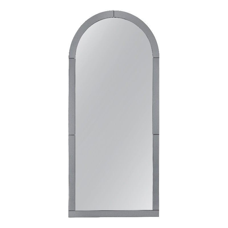 Pemberly Row Arched Floor Mirror in Smoked Mirrored Glass Frame