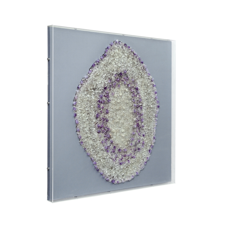 Pemberly Row Miniature Stone Amethyst Wall Art in Acrylic Frame
