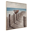 Pemberly Row Coastal Landscape Framed Canvas in Neutral Blue