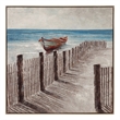 Pemberly Row Coastal Landscape Framed Canvas in Neutral Blue