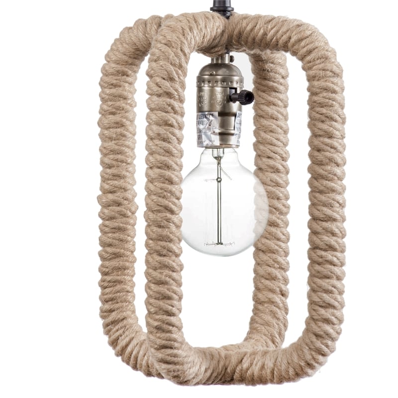 Pemberly Row Modern Hand Crafted Rope and Metal Pendant in Natural